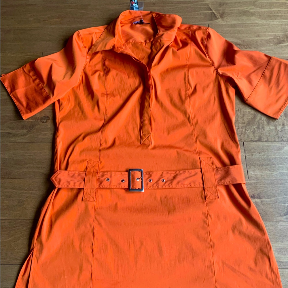 Orange Short Sleeve Belted Tunic